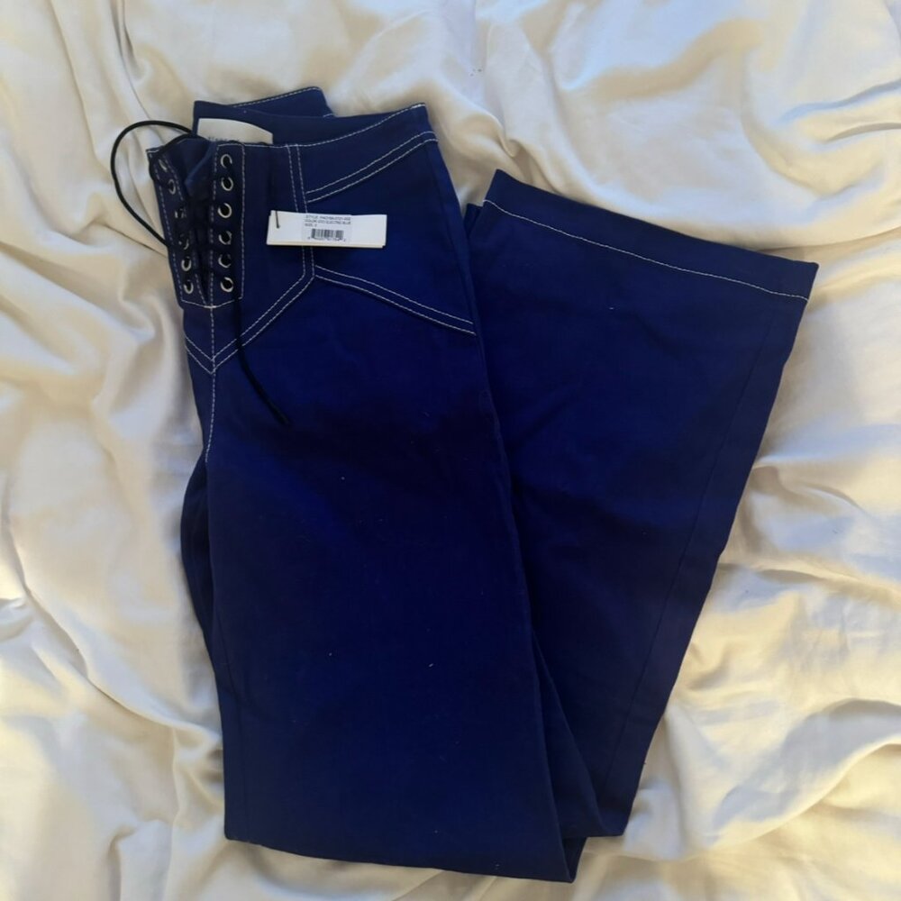 New Fleur du Mal Lace Up Jean Elecric Blue in Size 2 with Tags